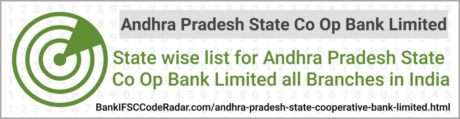 Andhra Pradesh State Cooperative Bank Limited All Branches India