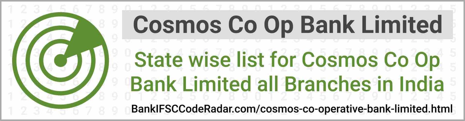 Cosmos Co Operative Bank Limited All Branches India