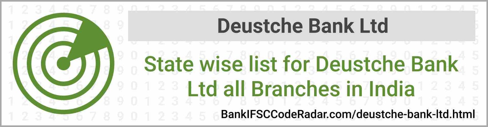 Deustche Bank Ltd All Branches India