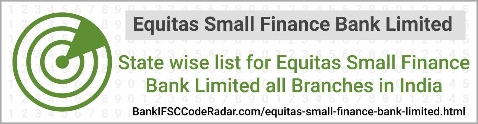 Equitas Small Finance Bank Limited All Branches India