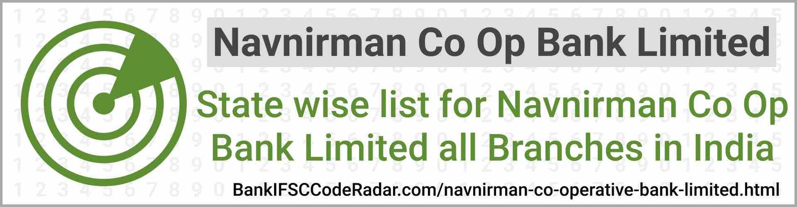 Navnirman Co Operative Bank Limited All Branches India