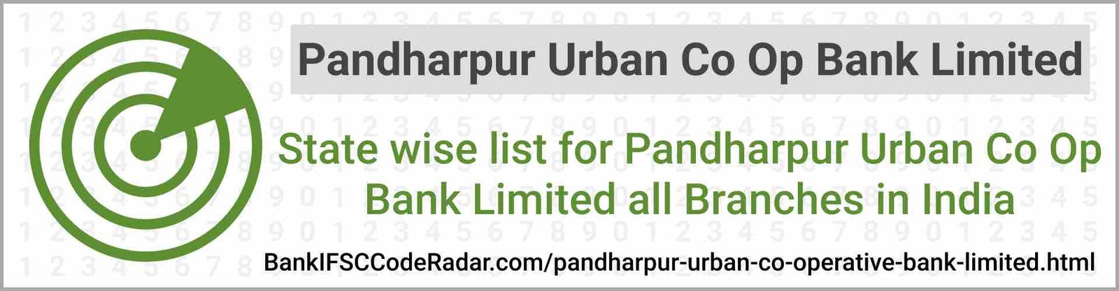 Pandharpur Urban Co Operative Bank Limited All Branches India