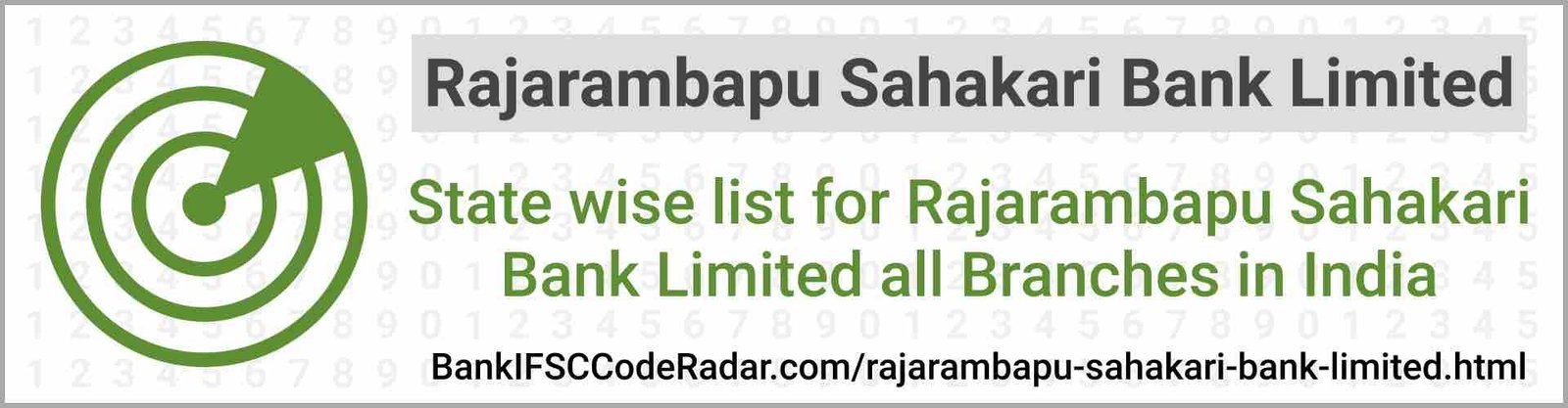 Rajarambapu Sahakari Bank Limited All Branches India