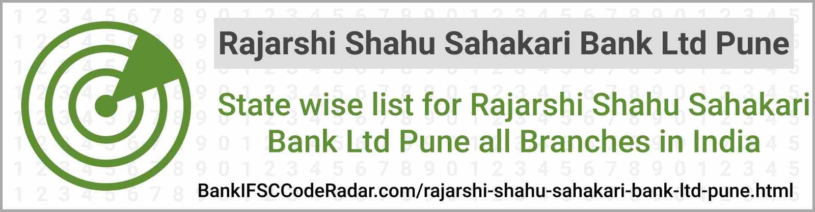 Rajarshi Shahu Sahakari Bank Ltd Pune All Branches India