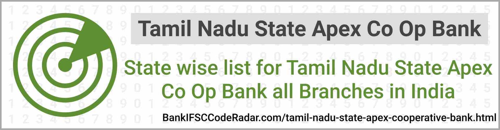 Tamil Nadu State Apex Cooperative Bank All Branches India