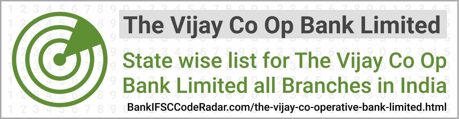 The Vijay Co Operative Bank Limited All Branches India