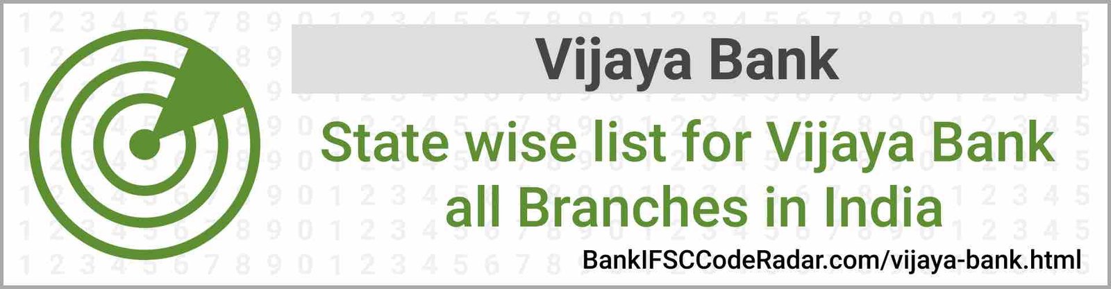 Vijaya Bank All Branches India